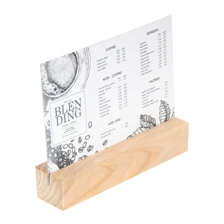 BLOC Cardd - Menukaarthouder Essenhout 210x48x40 mm