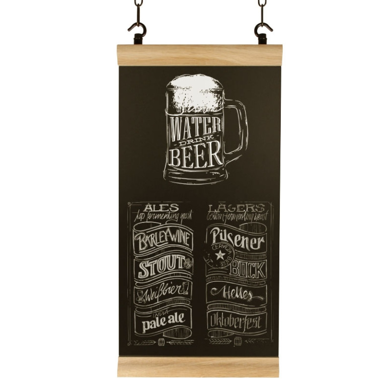 Krijtbord Hook Eiken Industrial 28x61cm met krijt tekening 
