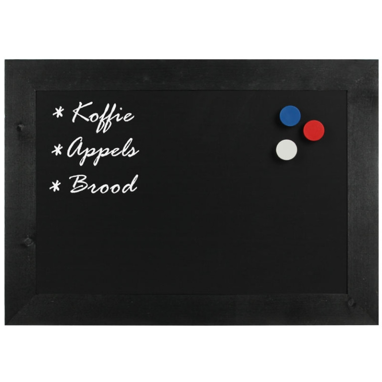 Krijtbord Magnetisch Hout Zwart 70x90 cm
