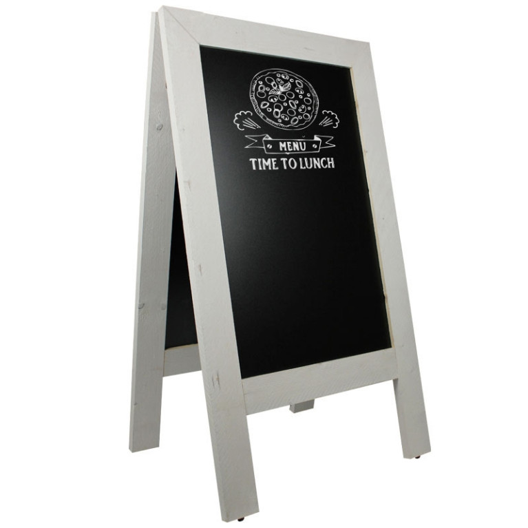 Krijtstoepbord Steigerhout Wit 75x135cm Overview Sfeer