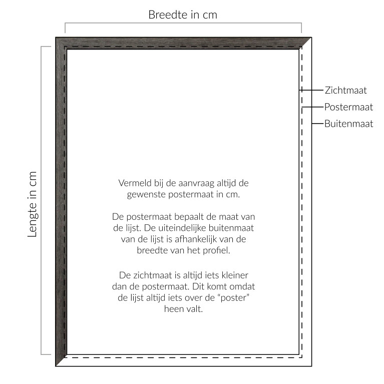 Wissellijst Hout Eiken Antraciet - Maatwerk 