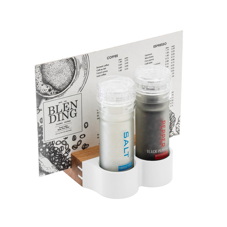 Oacklux Menukaart- en Peper- & Zouthouder Wit 44 mm - Eiken