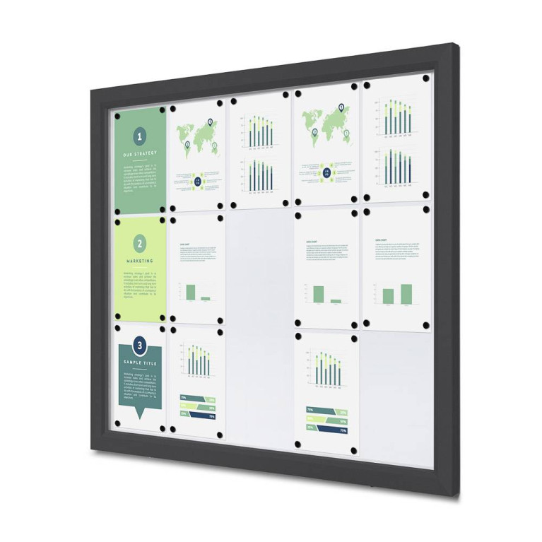 Informatiekast Buiten Whiteboard 15x A4 Breed Antracietgrijs