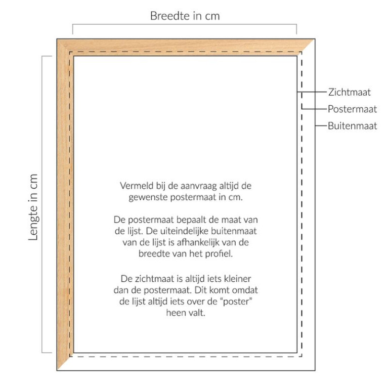 Vintlux Fotolijst Vesterby Thin - Eiken Ongelakt - Maatwerk Uitleg