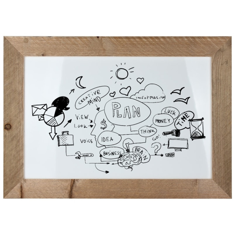 Whiteboard Steigerhout 40x50 cm Overview Sfeer