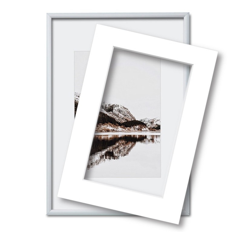 Fotolijst met passe partout 70x100cm zilver