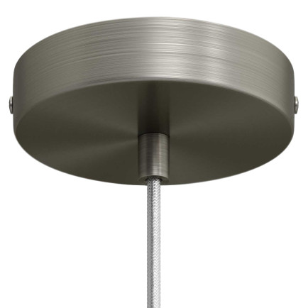 Plafondkap Geborsteld Titanium 1 Snoer met metalen trekontlaster