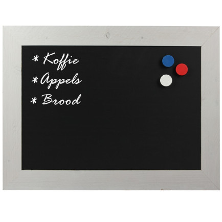 Krijtbord Magnetisch Steigerhout Wit 70x90cm