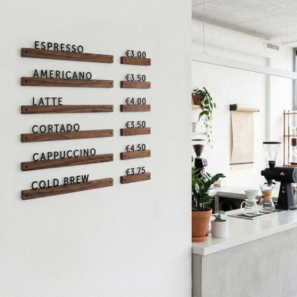 Oacklux Kana Muur Letterbord Notenhout - Set van 6