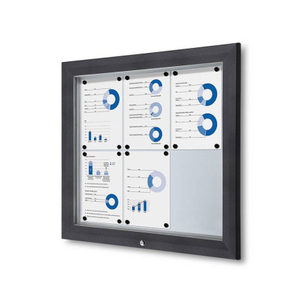 Informatiekast Buiten Whiteboard 6x A4 Antracietgrijs