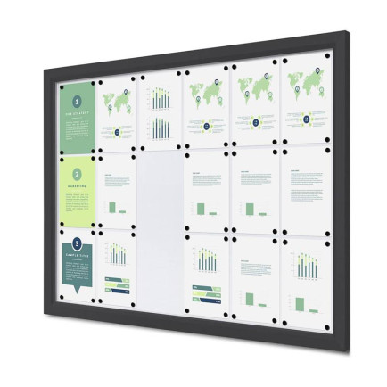 Informatiekast Buiten Whiteboard 18x A4 Breed Antracietgrijs